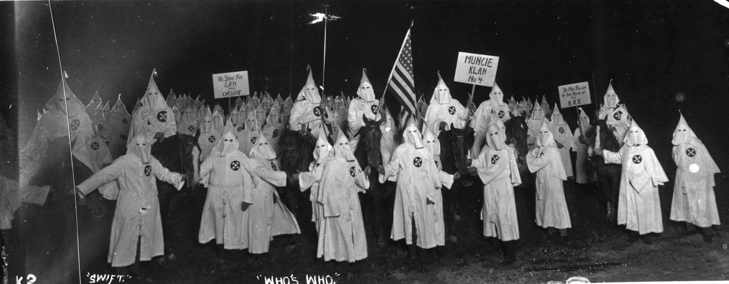 A KKK gathering of Muncie Klan No 4 in Muncie Indiana in 1922