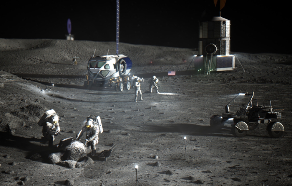 איור של הבסיס שנאס"א שואפת לבנות בעתיד על הירח   מקור: נאס"א