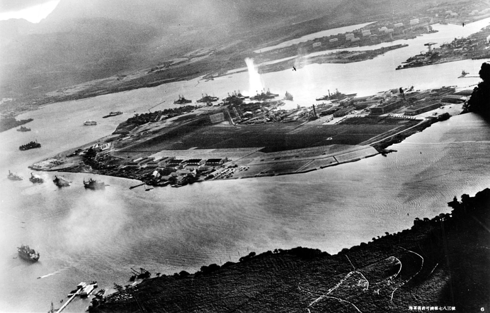 Attack on Pearl Harbor Japanese planes view