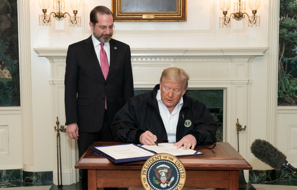 Donald Trump Signs the Congressional Funding Bill for Coronavirus Response