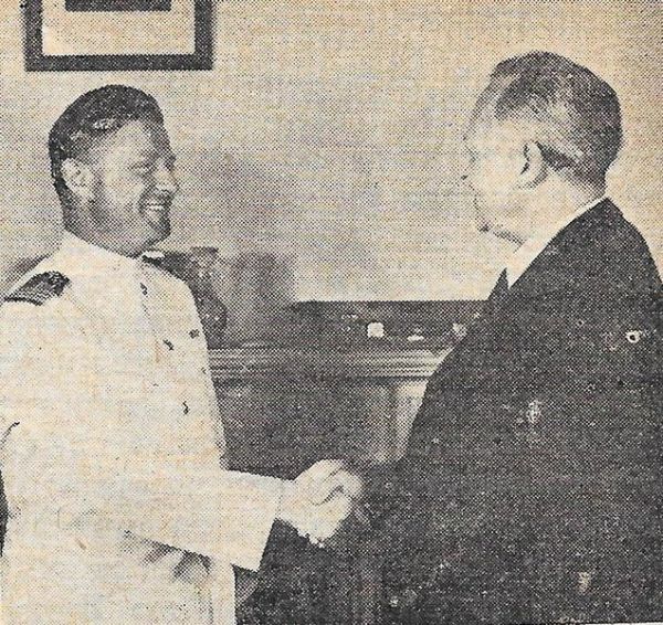 Edward Sharon with Defence Minister Frans Erasmus