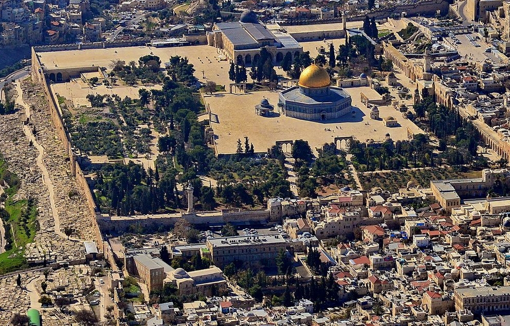 צילום אווירי של הר הבית   מקור: ויקיפדיה (אברהם גרסייר)