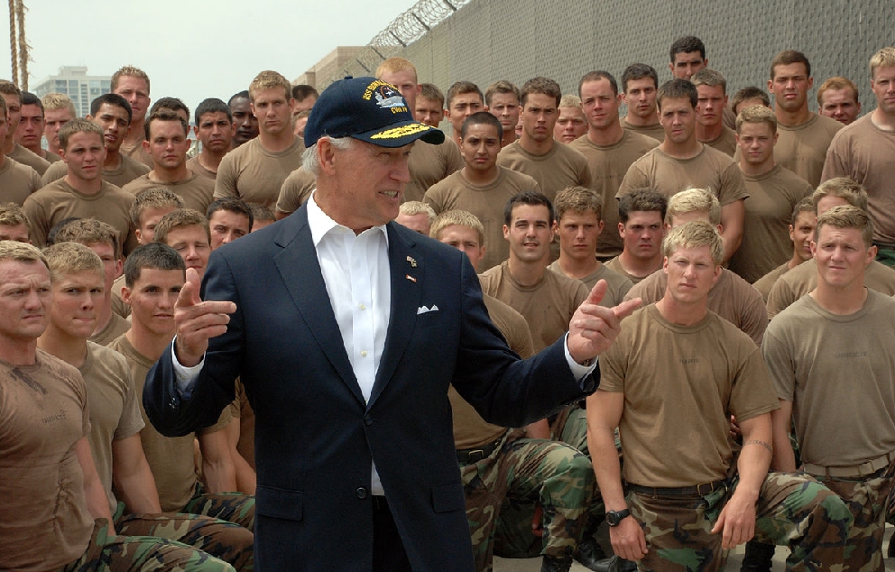 Joe Biden meets with Basic Underwater Demolition SEAL BUDS students at Naval Amphibious Base Coronado