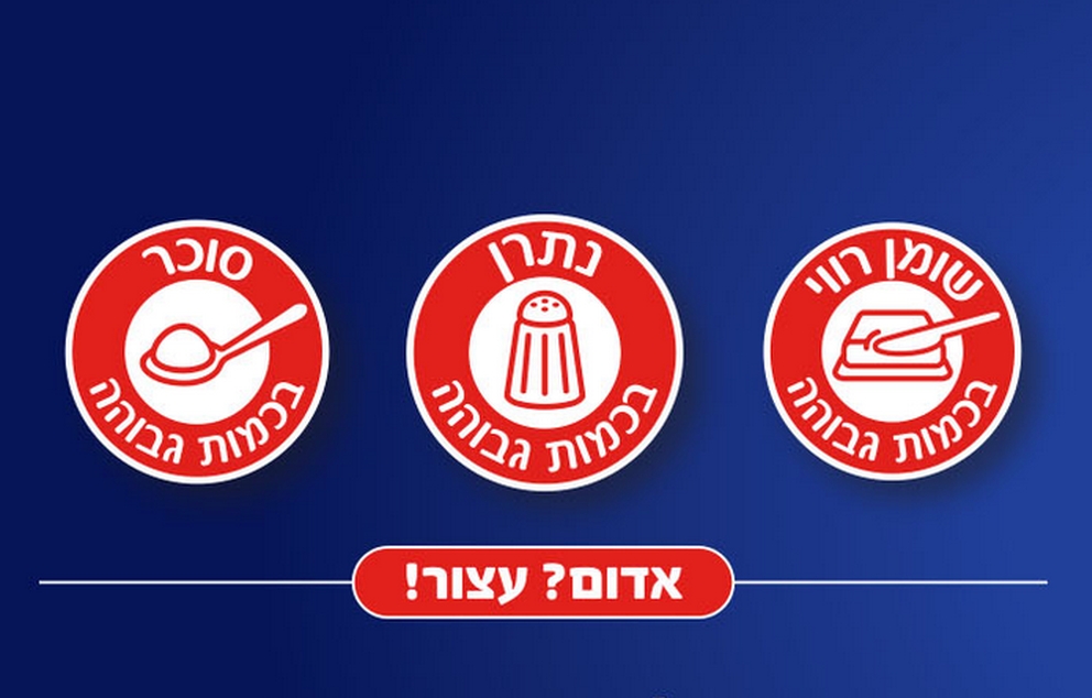 הסמלים האדומים בתקנות הסימון התזונתי של משרד הבריאות   מקור: משרד הבריאות