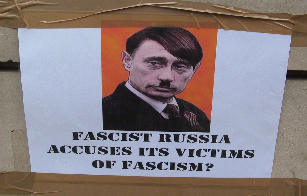 Ukrainians Stage Protest in London Putin as Hitler 2014 David Holt