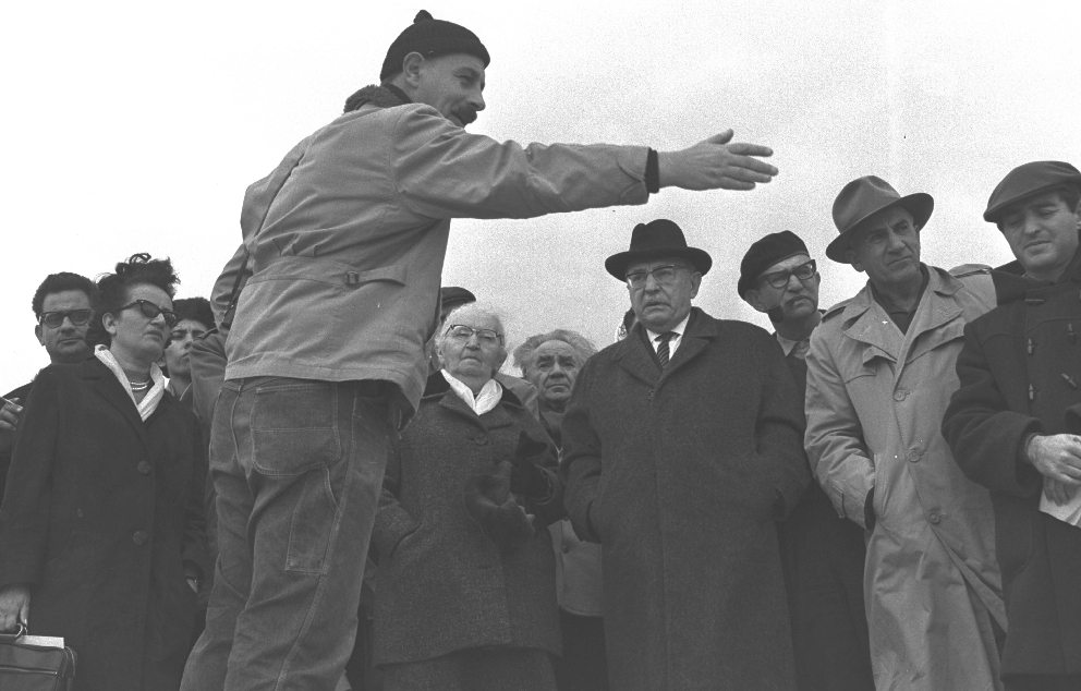 Yigael Yadin and Zalman Shazar at Massada 1964